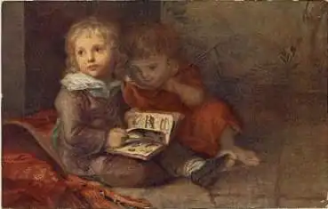 Kinder mit Buch Künstlerkarte C. L. Vogel Söhne o 3.10.1920