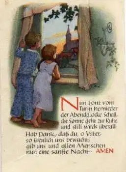 Kinder beim Gebet Künstlerkarte Axl * ca. 1955