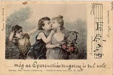 Kinder Liedkarte Kuss Blumen o 21.2.1900