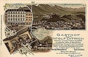 Salzburg Gasthof zum Wolf Ditrich Farblitho * ca. 1900 k. AK-Ein