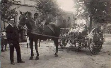 Landwirt Bauer mit Pferdefuhrwerk Echtfoto gebr. ca. 1910