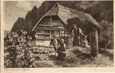 Schwarzwaldiylle Künstlerkarte Willy Hanft o 1942