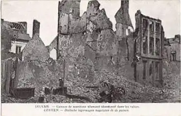 Leuven zerstörte Straßenansicht Ruinen * ca. 1915
