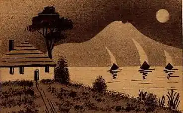 Holz-Ansichtskarte Landschaft * ca. 1910
