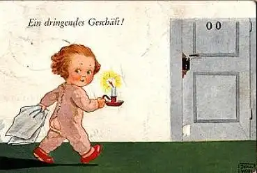 Kind mit Kerze "Ein dringendes Geschäft" Toilette o 19.11.1931