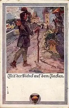 Deutscher Schul-Verein Künstlerkarte B. Allböck, Fiedel, Nr. 444, o 30.5.1926