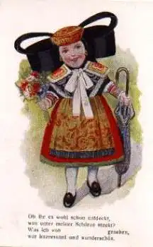 Schaumburg-Lippe Mädchen mit Schirm in Tracht k. AK-Einteilung *ca. 1920