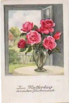 rote Rosen Muttertag, gebr. ca. 1920