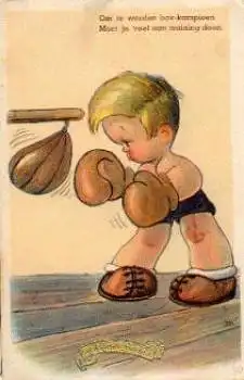 Boxen Humor Künstlerkarte o 14.8.1942