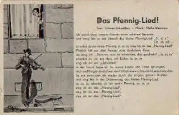 das Pfennig-Lied Geiger Künstlerkarte H. Schaumburger * ca. 1920