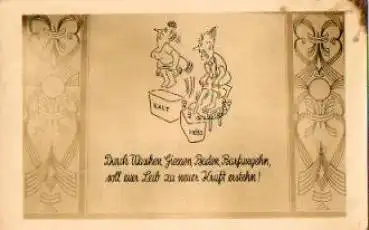 Humorkarte Körper neue Kraft o ca. 1955