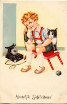 Telefon Junge Katze gebr. ca. 1920
