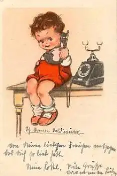 Telefon Junge Künstlerkarte gebr. 29.9.1920