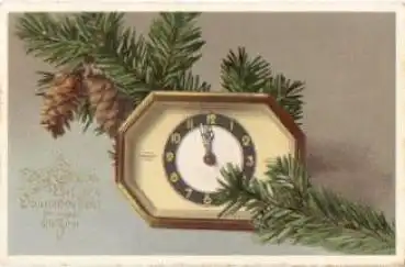 Tischuhr mit Tannenzweigen, o 1941