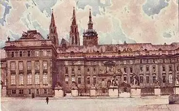 Prag Burg Künstlerkarte * ca. 1930