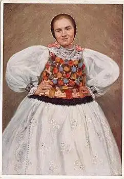 VDA Trachten Junge Bäuerin aus Lechnitz Siebenbürgen Künstlerkarte *ca. 1935