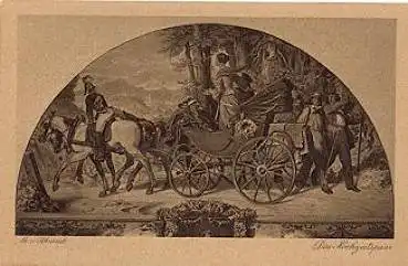 Pferdekutsche Das Hochzeitspaar Künstlerkarte M. v. Schwind * 1910
