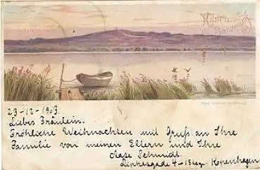 Himmelbjerget Litho Künstlerkarte Daenemark o 24.12.1903