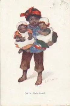 farbige Frau mit Kindern Künstlerkarte A. M. Cook o 28.3.1923
