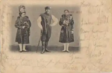Mann mit zwei Frauen Trachten o 1898