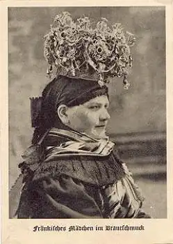 Franken Trachten Mädchen mit Brautschmuck * ca. 1950