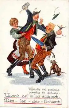 Trachten Costumes, Schwaben Hund Künstlerkarte H. Boettcher * ca. 1930