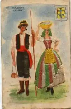Spanien Tenerife Canarias  Trachten bestickte Karte * ca. 1920
