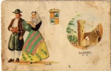 Baleares Spanien Trchten bestickte Karte * ca. 1920