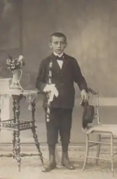 Kommunion Jung mit Kerze Glückwunschkarte * ca. 1920