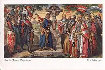 Piloty "Aus der Zeit der Minesänger" Künstlerkarte  Nr. 4506 * ca. 1930