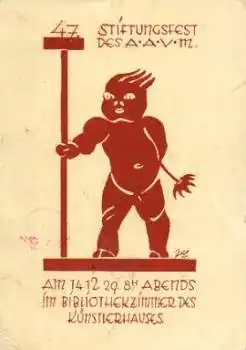 Krampus Teufel 47.Stiftungsfest AAVM Architektenverein München o 7.12.1929