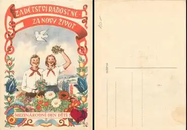 CSSR Propagandakarte zum Kindertag Junge Pioniere *ca.1960