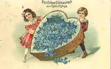 Geburtstagskarte Kinder mit Goldschnitt und Herz o 19.10.12