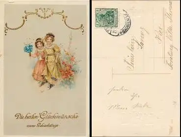 Geburtstag Kinder Goldschnittlitho o 27.4.10