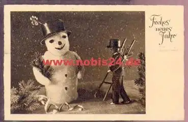 Schornsteinfeger mit Schneemann o 30.12.1937