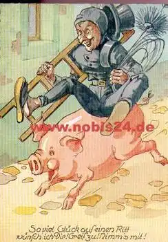 Schornsteinfeger reitet Schwein *ca. 1950