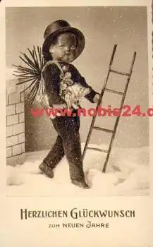 Schornsteinfeger Puppe  mit Schwein *ca. 1930