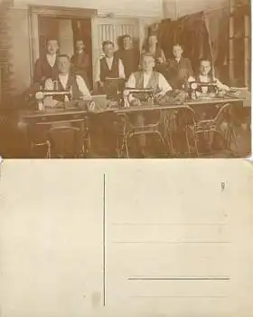 Schneider Werkstatt Nähmaschinen Echfoto *ca. 1916