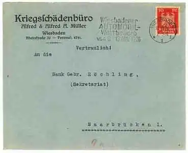 Wiesbadener Automobil Wettbewerb 8.-13.Mai 1926 auf Brief