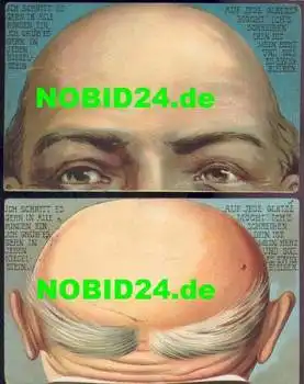Glatzkopf von vorn und hinten 2 Humorkarten o 28.8.1900