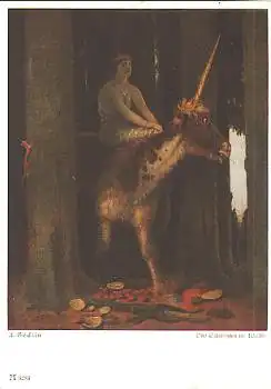 Einhorn "Das Schweigen im Walde" Künstlerkarte A. Böcklin o 23.4.1942