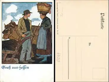 Otto Ubbelohde Bauern Mandt-Verlag Nr.130 Trachtenkarte *ca.1920