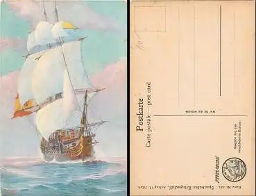 Marine Galerie 233 Spanisches Kriegsschiff Künstlerkarte *ca.1910