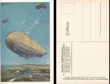Deutscher Luftflotten-Verein Zeppelin "Hansa" Künstlerkarte Hans-Rudolf Schulze *ca.1914