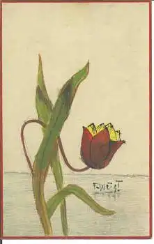 F. Wüst Tulpe handgemalte Karte *ca. 1920