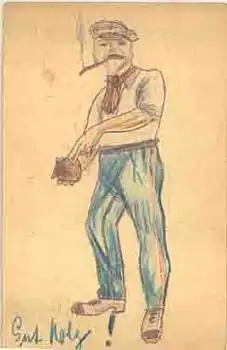 Bärbel Preissler? Kegelbruder handgemalte Karte o 11.6.1926