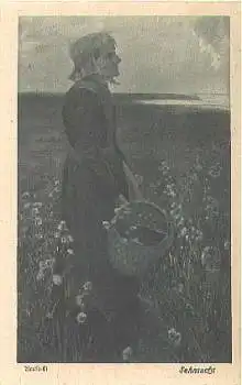 Frau im Feld Künstlerkarte Kruse-Li o 24.8.1920