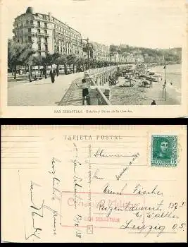 San Sebastian Zensurstempel Censura Militar o 17.8.38 sehr selten!
