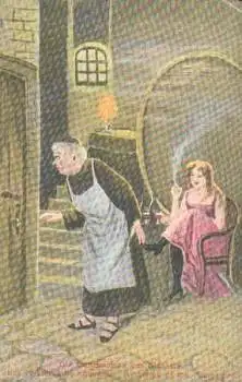 Priester mit Mädchen "die Geheimnisse des Klosters" Serie 1000 *ca. 1910