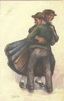 Schwarzwälder Tanz Künstlerkarte Fr. Reiss * ca. 1910